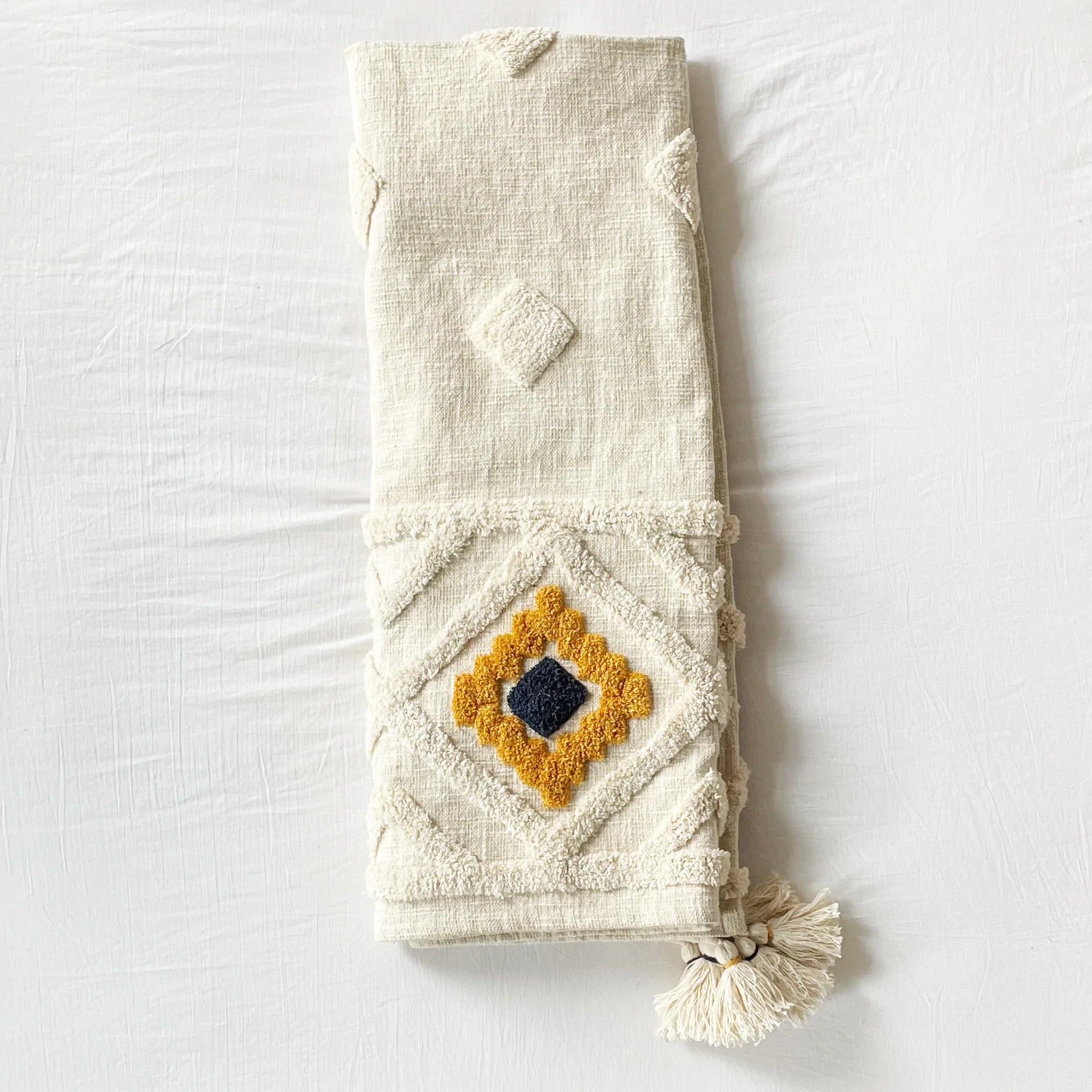 Amalfi Coast - Diamond Tufted Cotton Slub Throw/Blanket