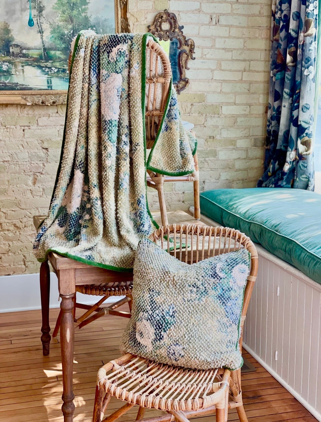 Patina Vie Celadon Blooms Throw Blanket