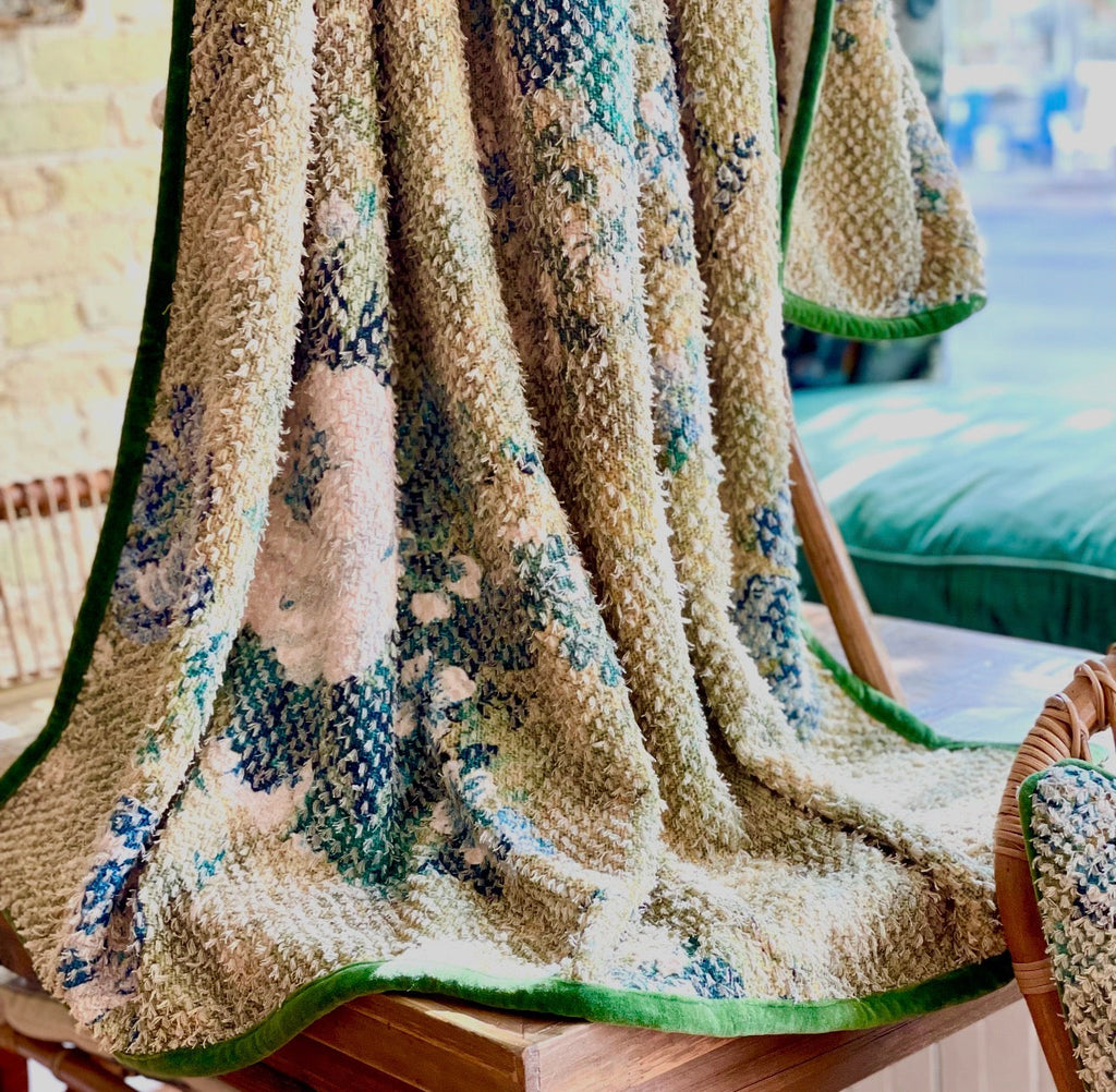 Patina Vie Celadon Blooms Throw Blanket