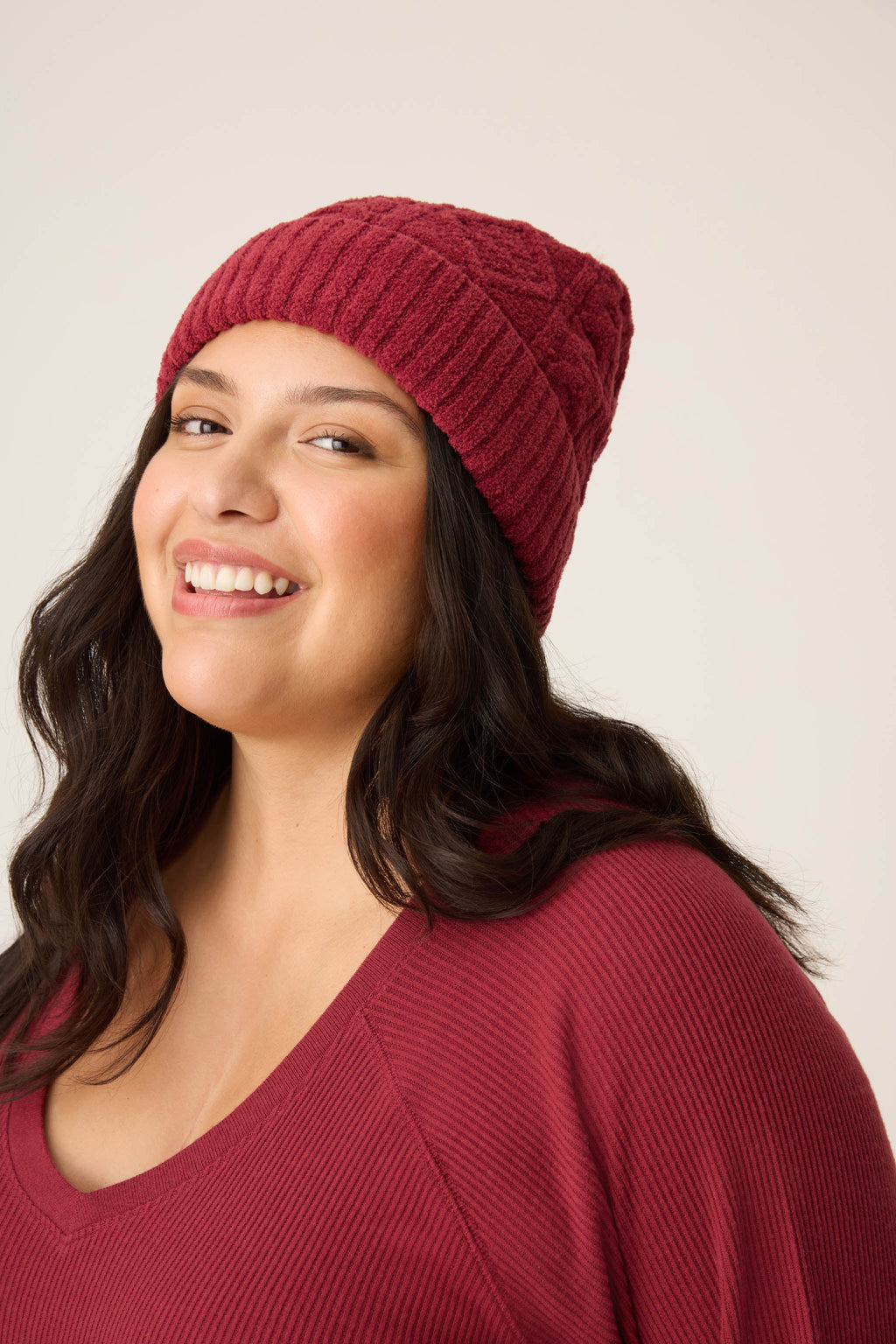 Chenille Cable Knit Port Beanie
