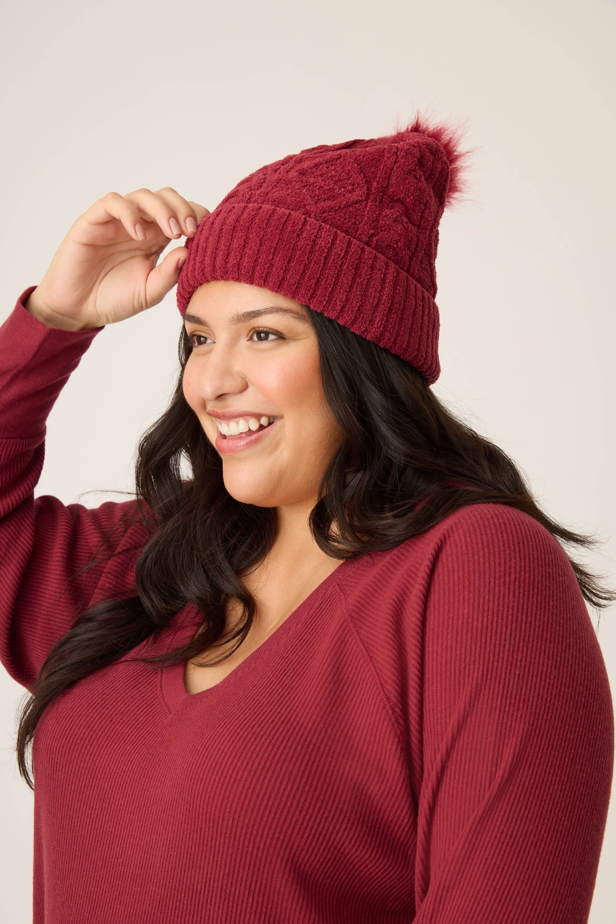 Chenille Cable Knit Port Beanie