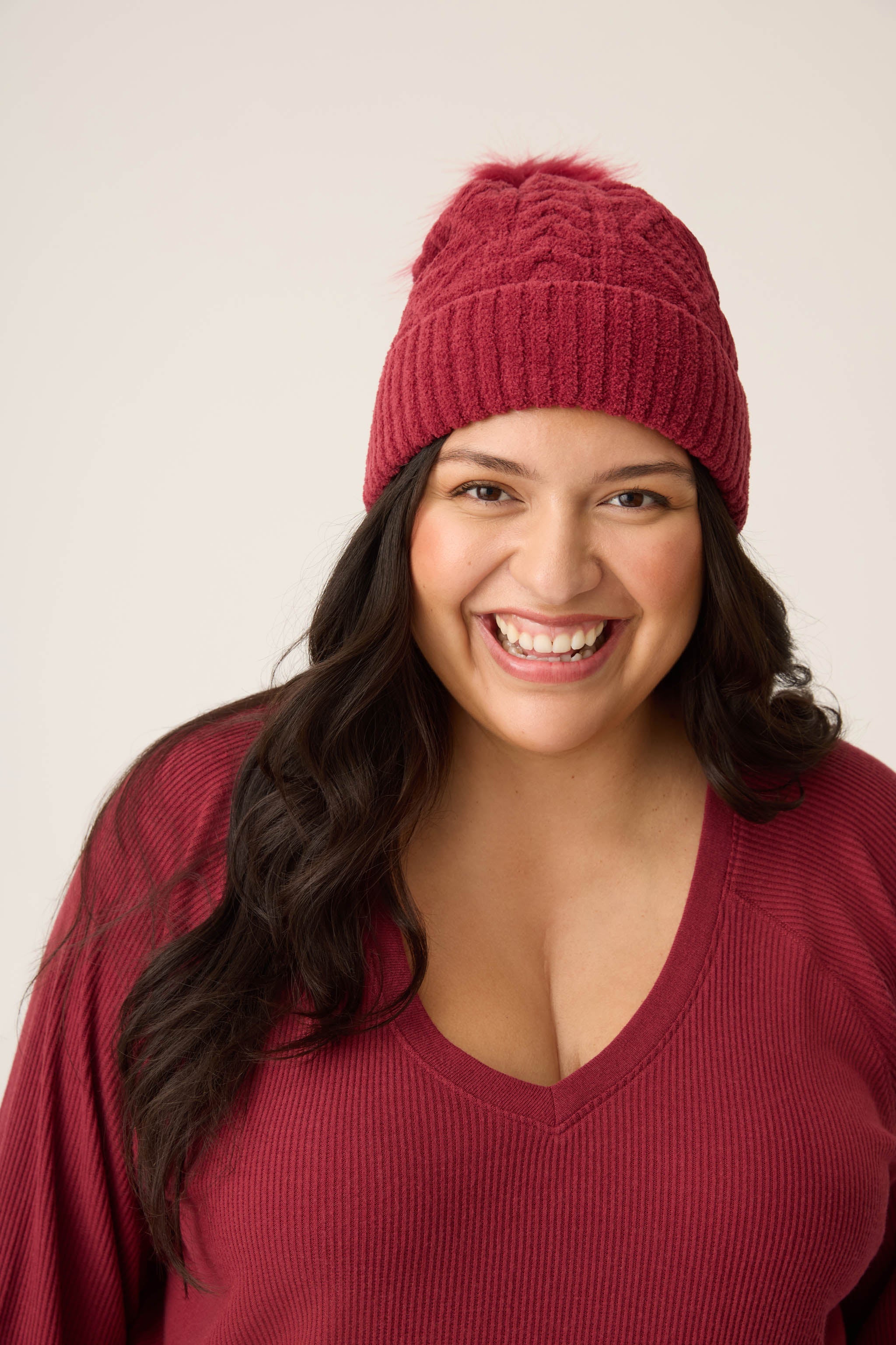 Chenille Cable Knit Port Beanie