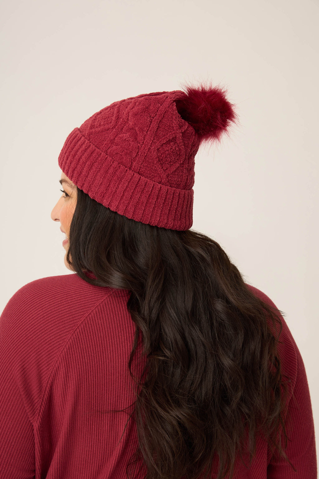 Chenille Cable Knit Port Beanie
