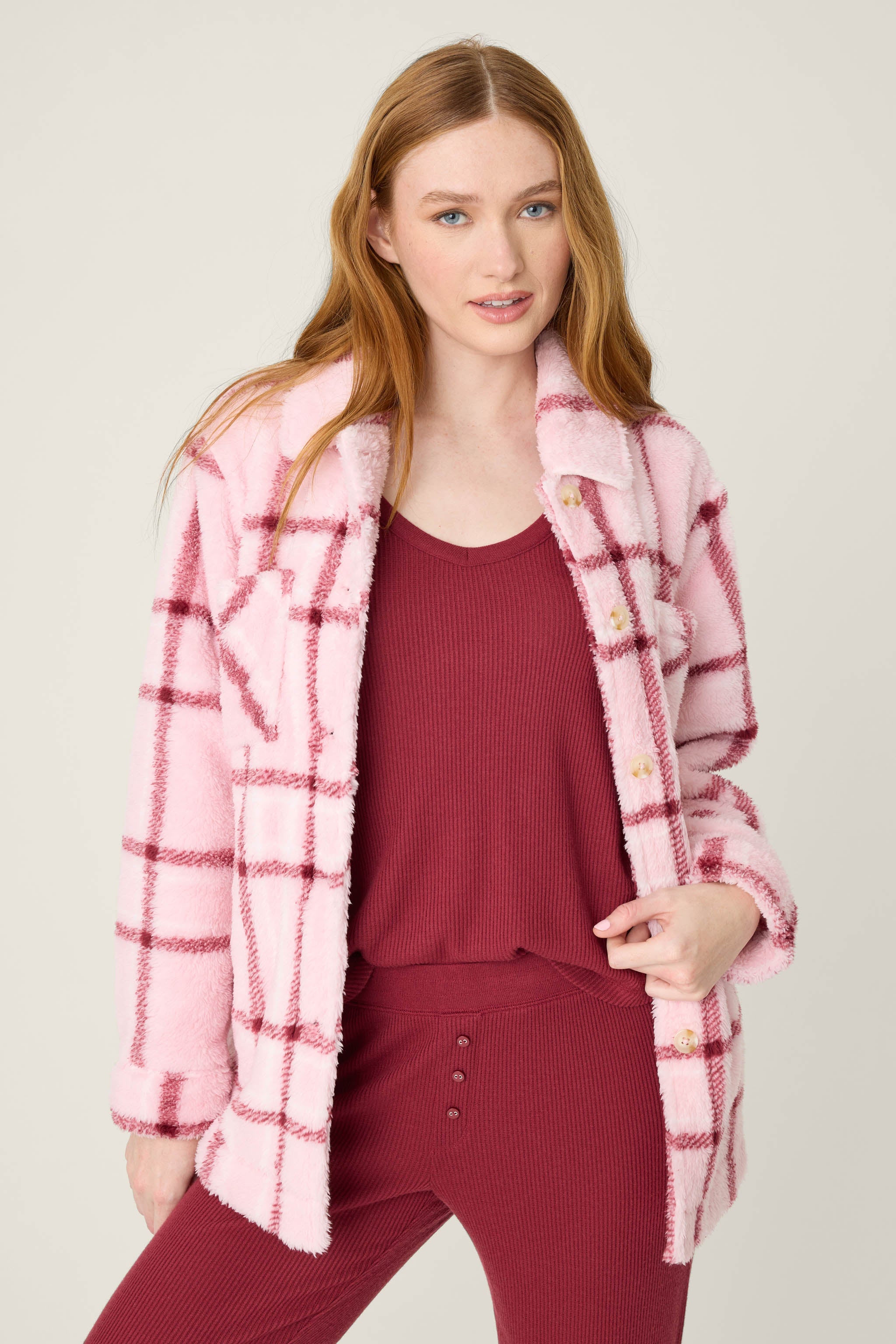 Let's Get Cozy Plaid Cozy Plush Jacket