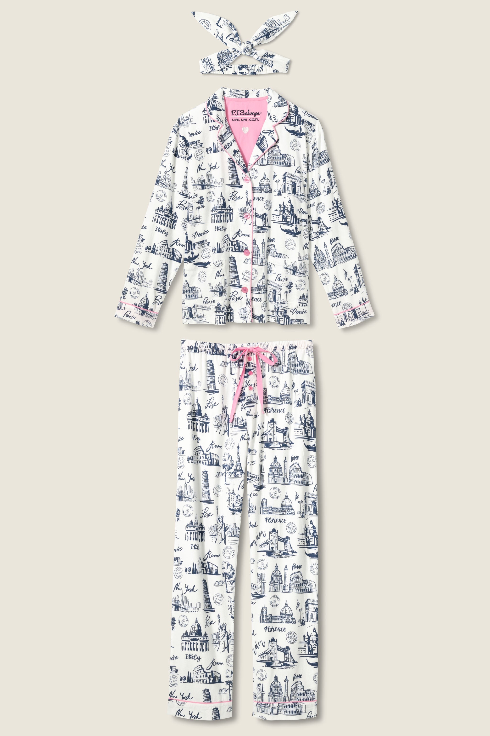 Bon Voyage 3-Piece Plus Size Flannel PJ Set