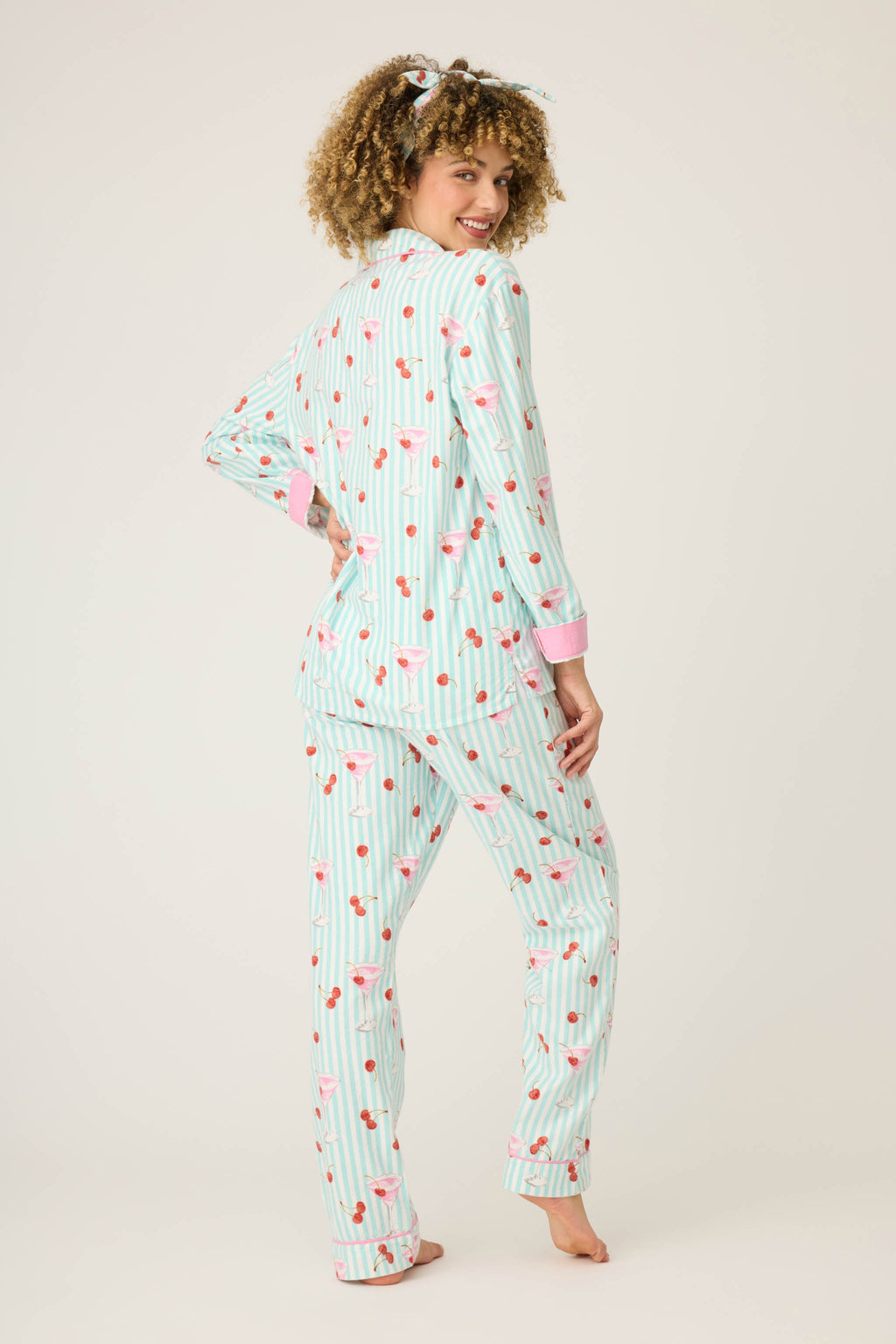 Ma Cherie Cherry Print 3-Piece Flannel PJ Set
