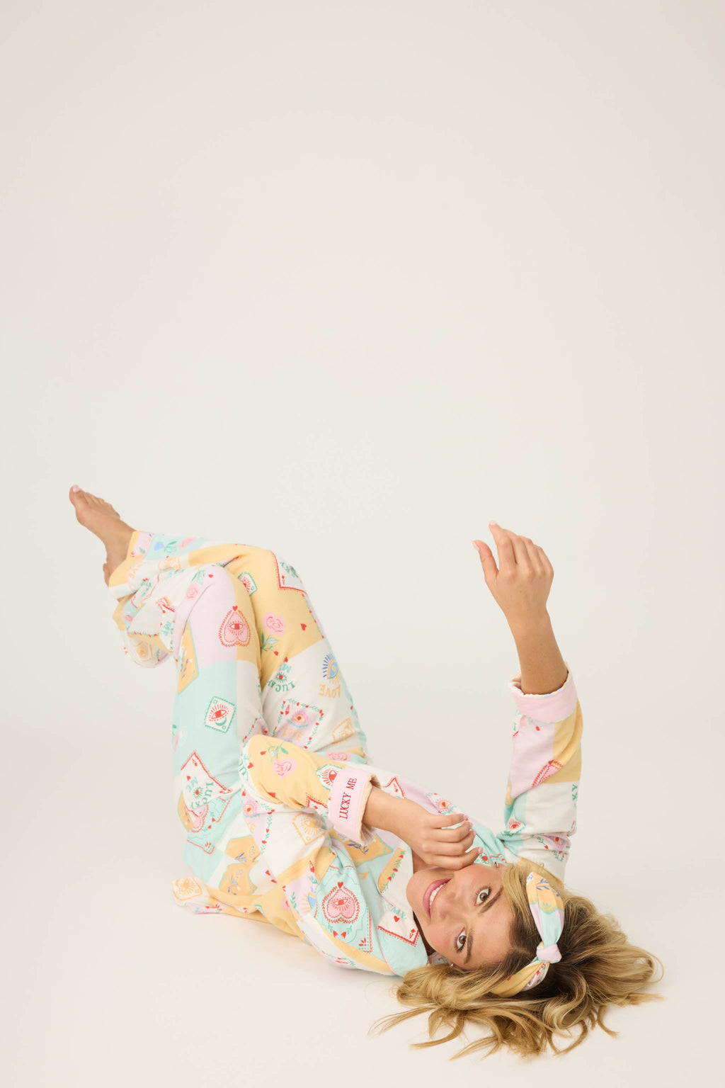 Lucky Me Tarot Card Print 3-Piece Flannel PJ Set