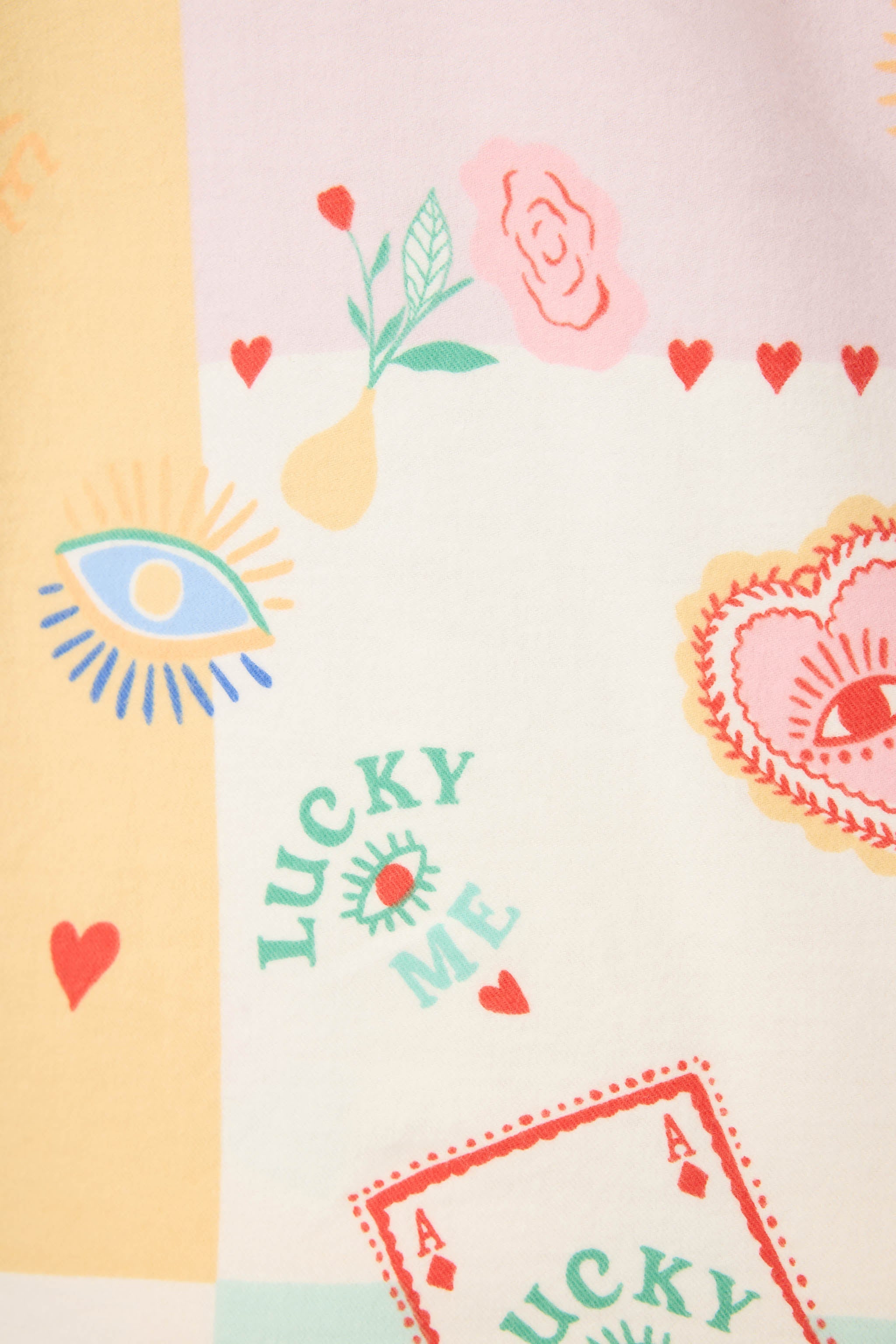 Lucky Me Tarot Card Print 3-Piece Flannel PJ Set