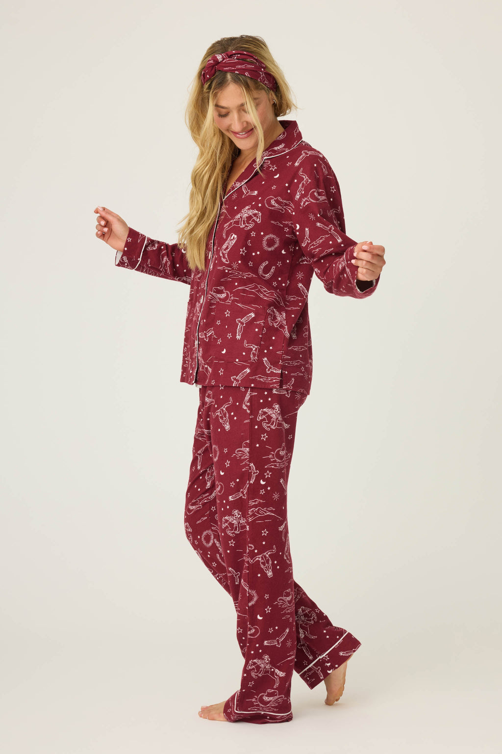 Hold Your Horses Western Print 3-Piece Flannel PJ Set