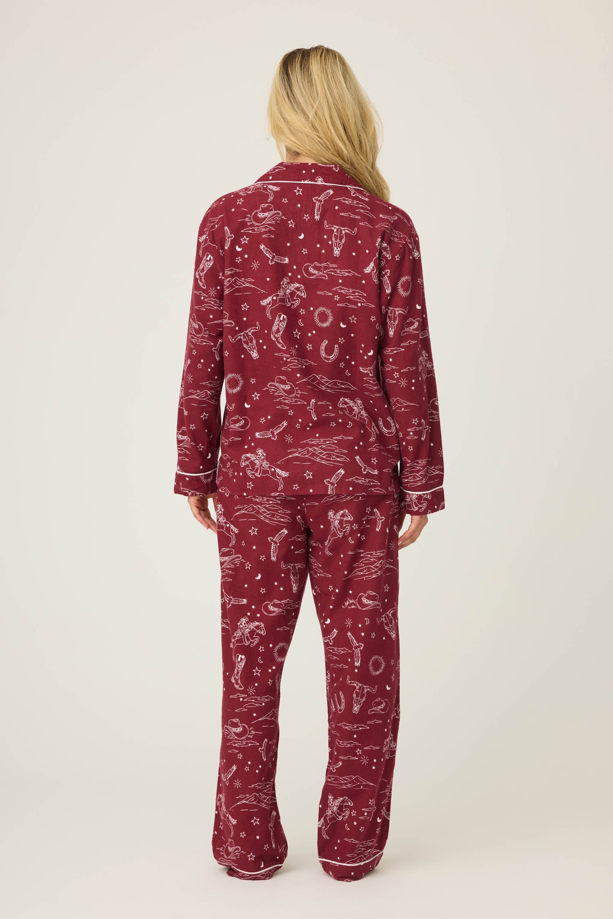 Hold Your Horses Western Print 3-Piece Flannel PJ Set