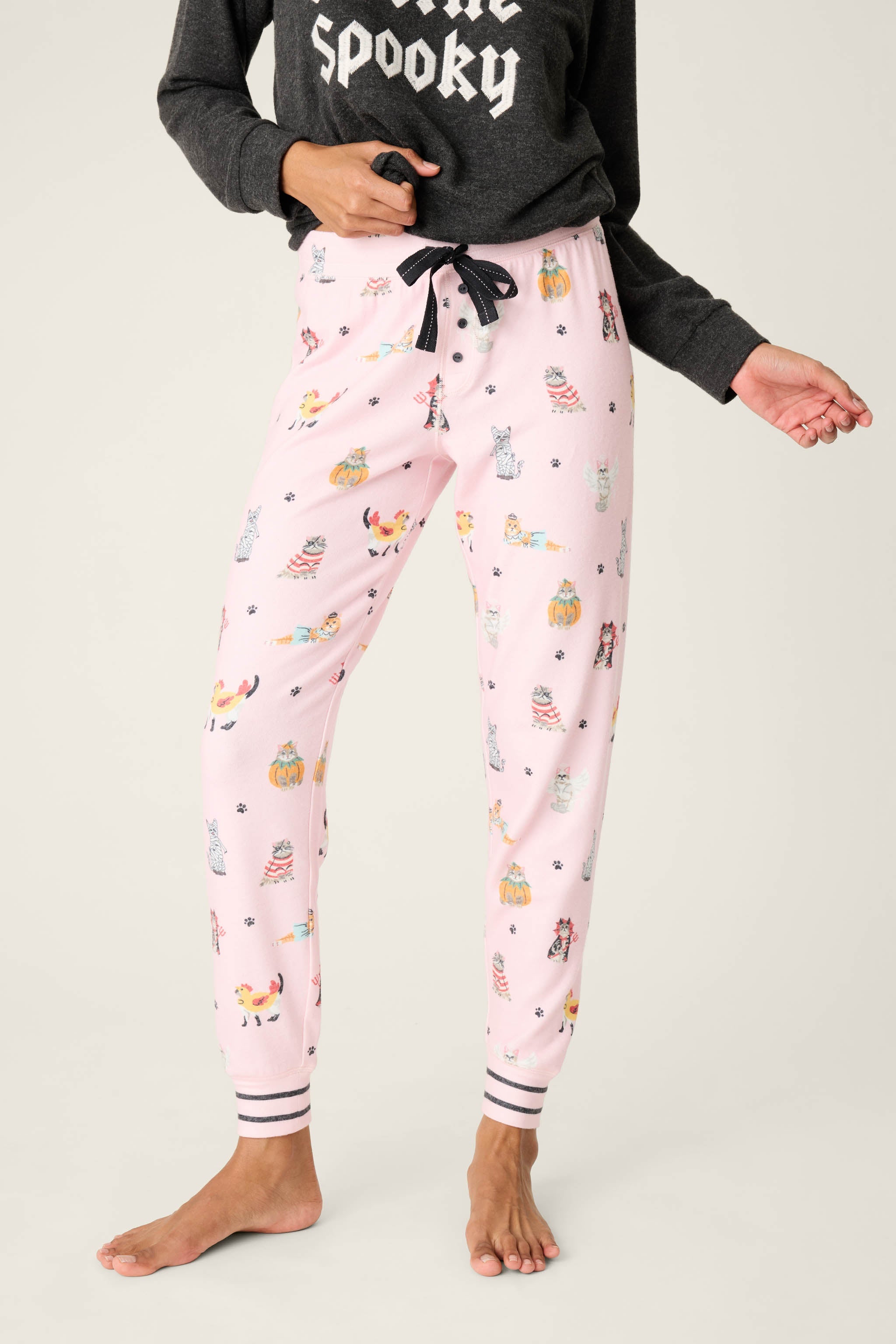 Feline Spooky Halloween Cat Print Banded Pant