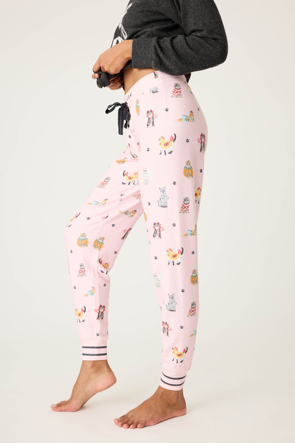 Feline Spooky Halloween Cat Print Banded Pant