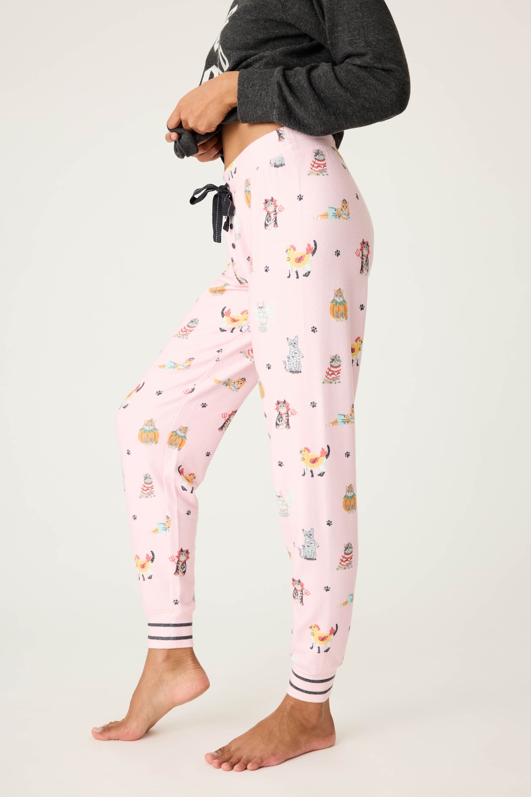 Feline Spooky Halloween Cat Print Banded Pant