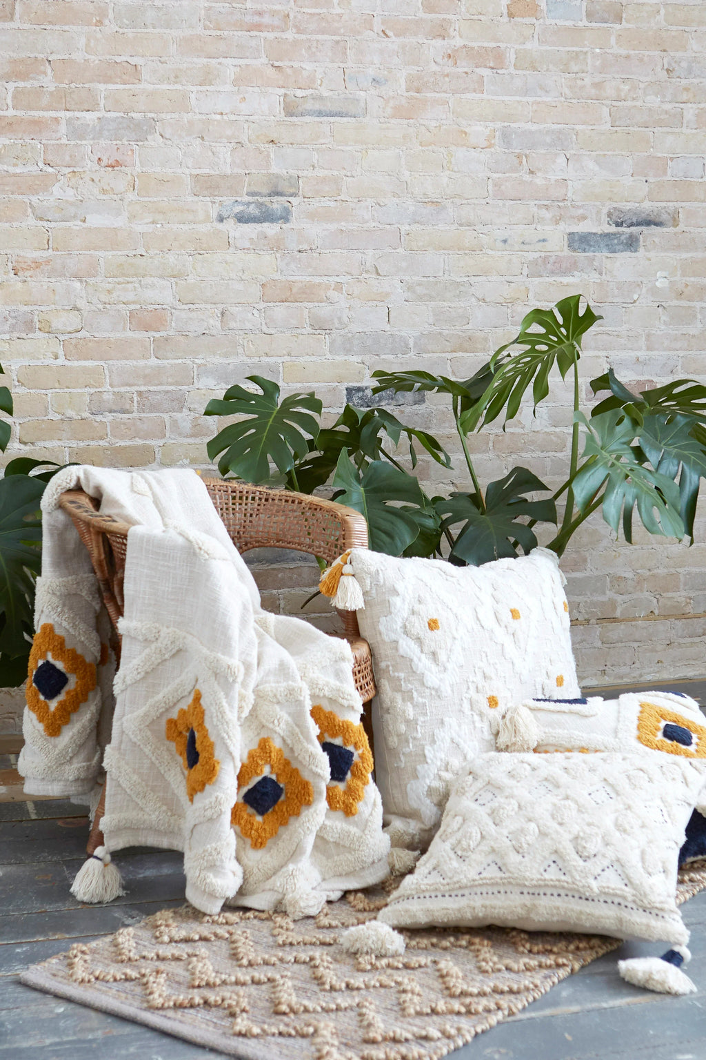 Amalfi Coast - Diamond Tufted Cotton Slub Throw/Blanket